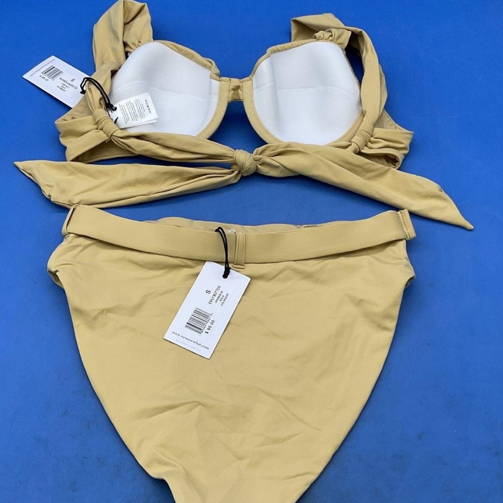 WeWoreWhat Beige/Desert Underwire Bikini Top with High-Waist Belted Bottoms - Picture 6 of 8